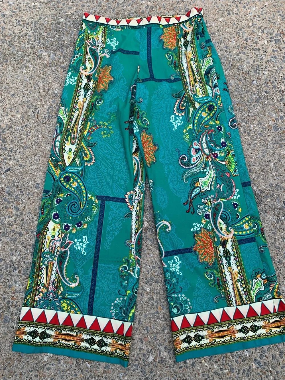 ECI Teal Paisley Print Bohemian Pants